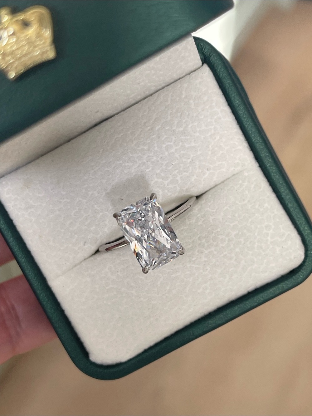 4CT Solitaire Emerald-Cut Cubic Zirconia Ring in Sterling Silver